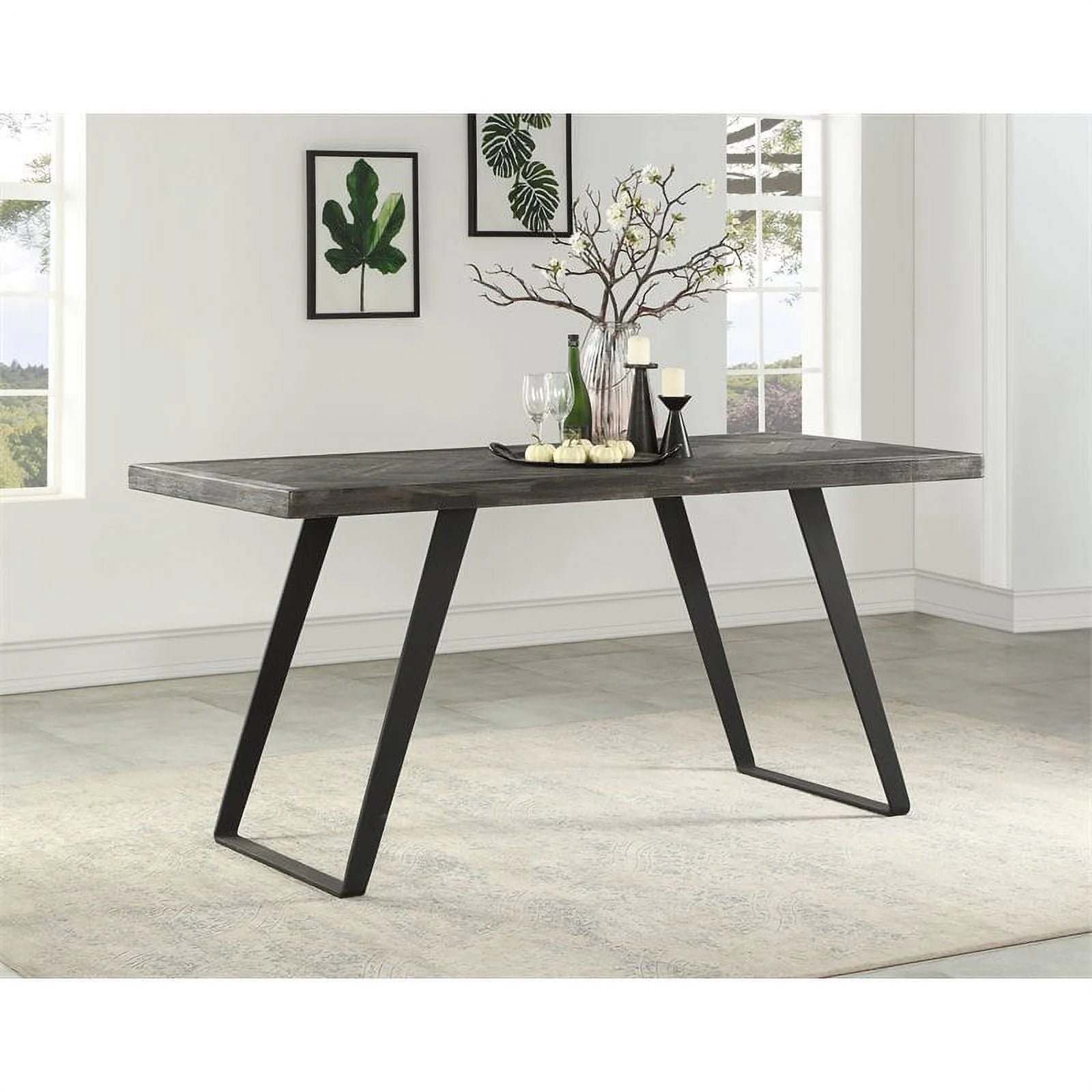 Pemberly Row Aspen Court Wood Herringbone Counter Height Dining Table Q9177