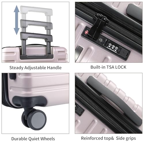EMPSIGN Hardside Expandable Carry On Luggage with Spinner Wheels & TSA Lock, 20-Inch, Light Purple E815