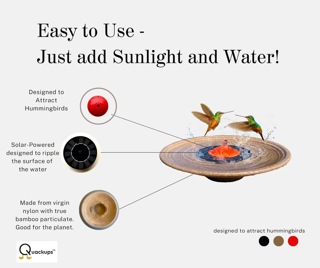 Solar Bubbler Fountain for Hummingbirds, Red Dome for Garden V18690