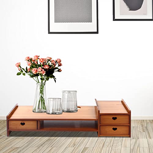 Monitor Stand with Storage Drawer for Laptop and Computer, Wood Color A991