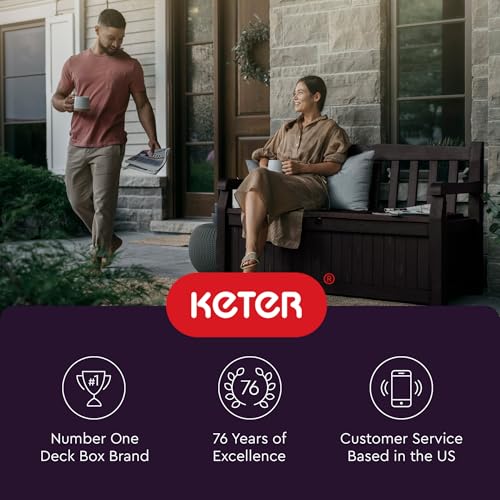 Keter Solana 70 Gallon Storage Bench Deck Box, Graphite S75770