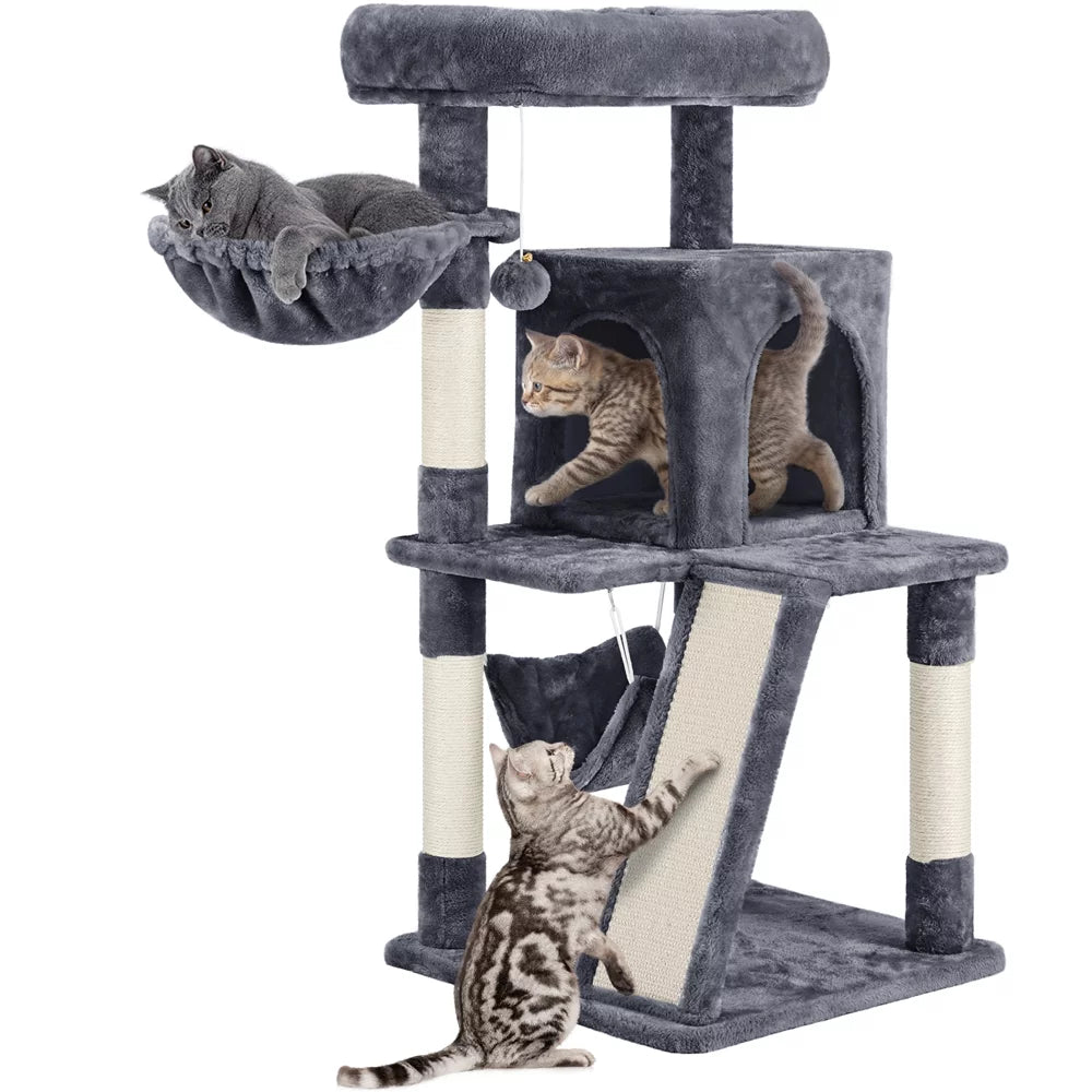 Topeakmart 40-in Cat Tree Tower with Condo Perch, Dark Gray M5481