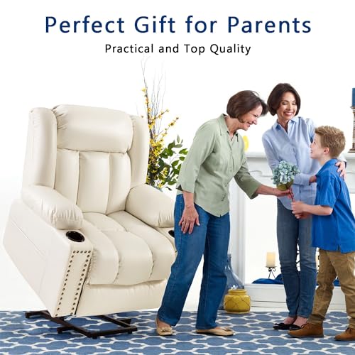 Large Power Lift Chair Recliner for Elderly with Heat and Massage, Dark Brown W500