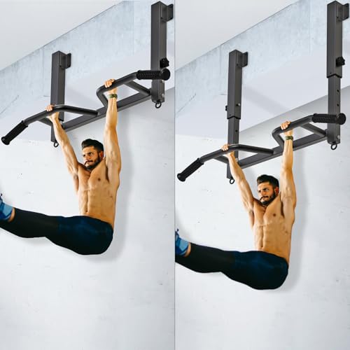 SELEWARE Adjustable Joist Mounted Pull Up Bar with Multi-Angle Grip J619201