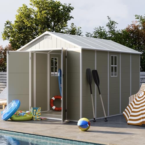 UDPATIO Outdoor Storage Shed 6x6 FT Resin Garden Shed with Lockable Door D90316