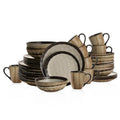 Stone Lain Lucy Porcelain 16-Piece Round Dinnerware Set, Beige