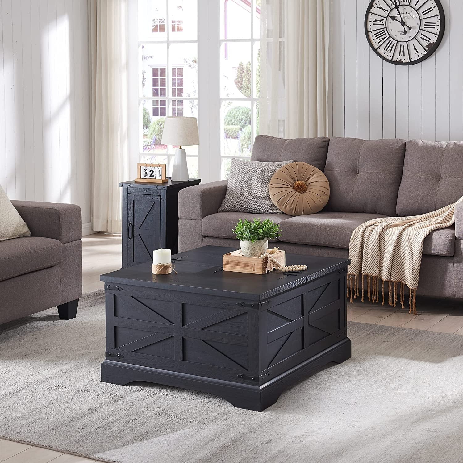 Farmhouse Coffee Table with Hidden Storage Compartment U599