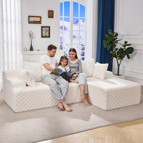 Modular Sectional Sofa L-Shape Couch with Oversized Chaise, Grey Stripe I49459