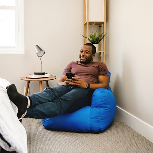 Big Joe Dorm Bean Bag Chair with Drink Holder, Black Smartmax, 3 ft Q1693