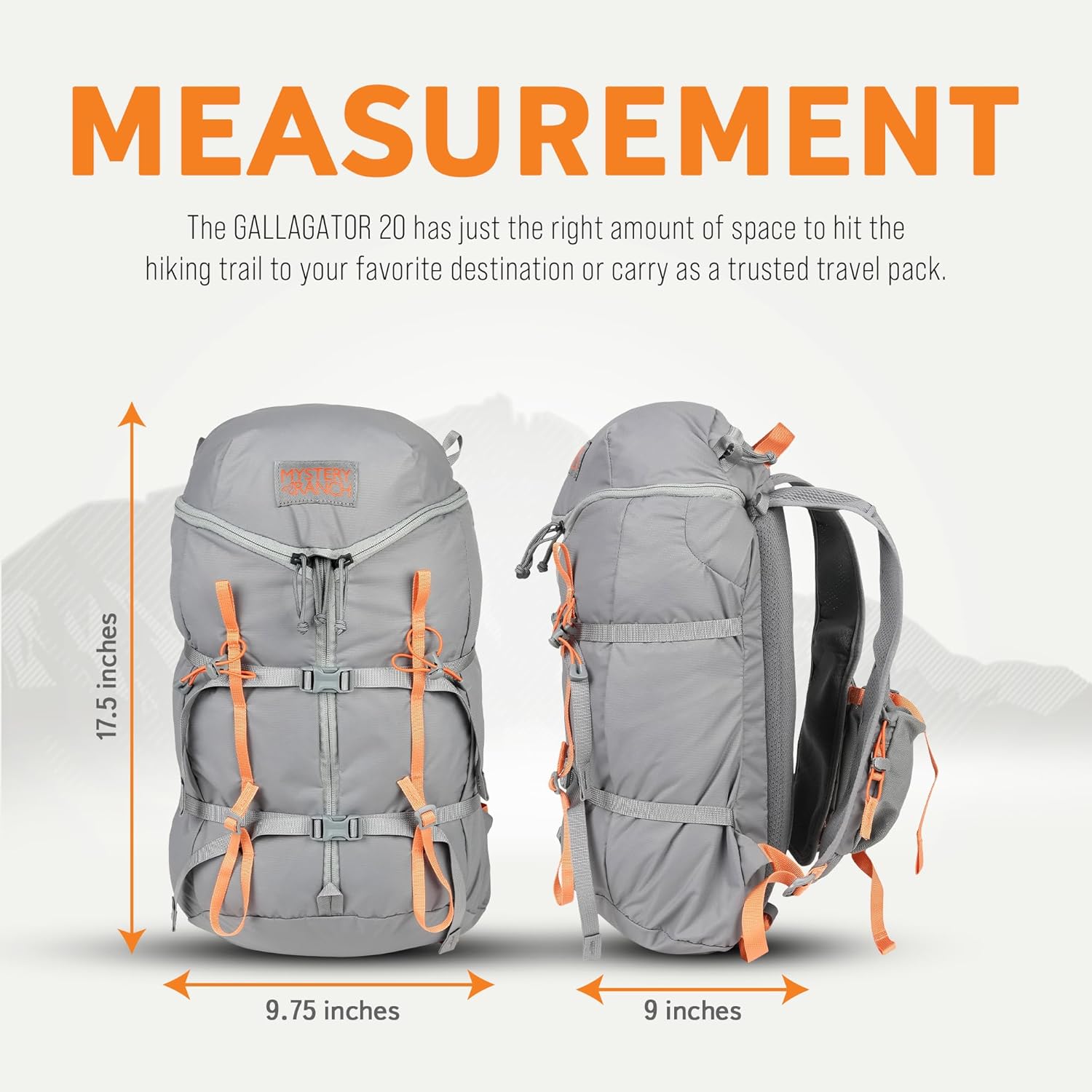 Mystery Ranch Gallagator 20 Daypack Hiking Backpack, Gravel, S/M F63950
