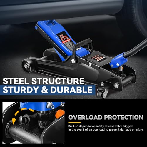 Auto Dynasty 4 Ton Low Profile Floor Jack, Heavy Duty Steel Hydraulic, Yellow B7990