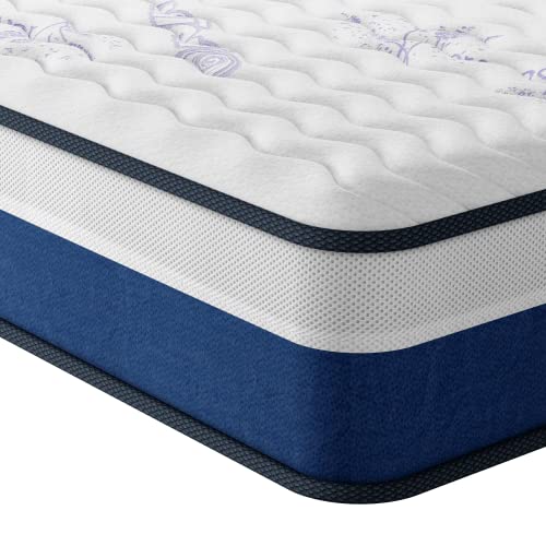 Vesgantti Twin Mattress, 12 Inch Innerspring Hybrid Twin Size Mattress with Memory Foam and Individual Pocket Spring, Mattress in a Box, Medium Firm Feel