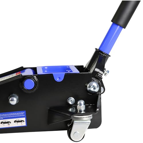 Pvillez Floor Jack, Heavy Duty Hydraulic Low Profile Steel Racing Jack, 2 Ton Capacity Blue H10635