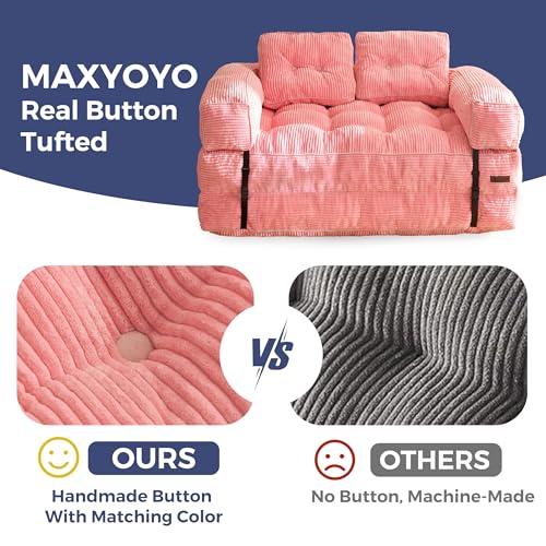 MAXYOYO Folding Sofa Bed L-Shaped Convertible Sleeper Couch with Pillow, Dark Grey X9070