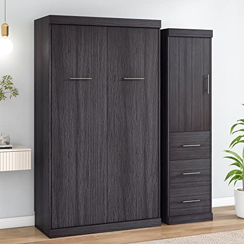 SOFTSEA Twin Murphy Bed Wood Wall Bed Foldable Cabinet Z16864