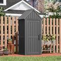 Outdoor Resin Storage Shed with Removable Shelves and Lock Ring, Black S55288