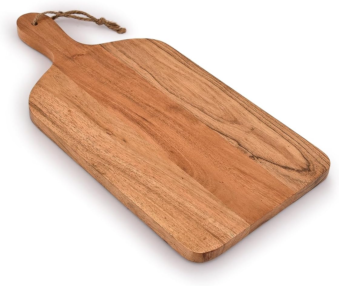Acacia Wood Cutting Board with Handle for Kitchen, Cheese and Serving H79521