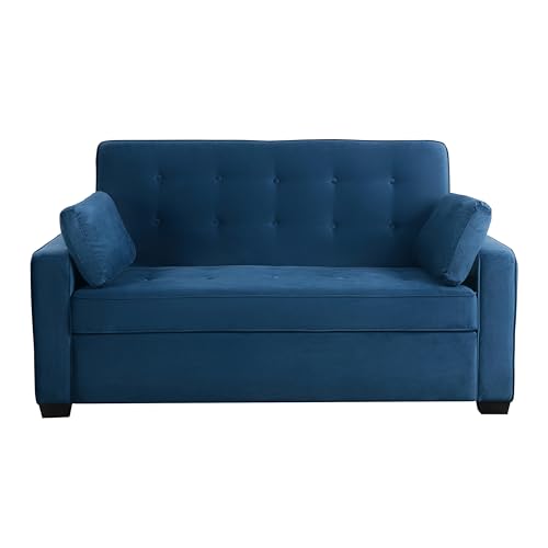 Serta Ainsley Convertible Sleeper Sofa Queen Size Navy Velvet V951