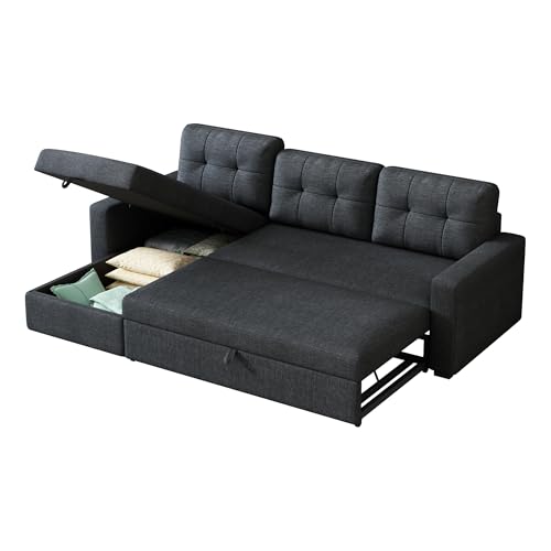 Ball & Cast L-Shape Reversible Sectional Sleeper Sofa Bed with Storage Chaise S803032