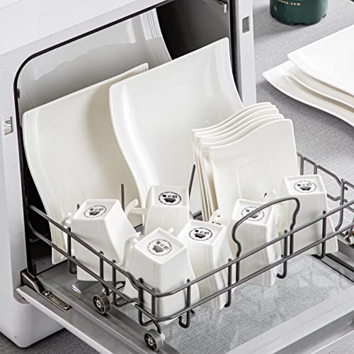 MALACASA Ivory White Porcelain Dinnerware Set, 60 Piece for 12 B171959