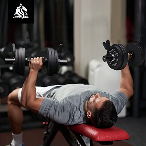 LIONSCOOL 16"/20" Loadable Dumbbells Pairs, Commercial Grade Olympic Dumbbell Bar F2694