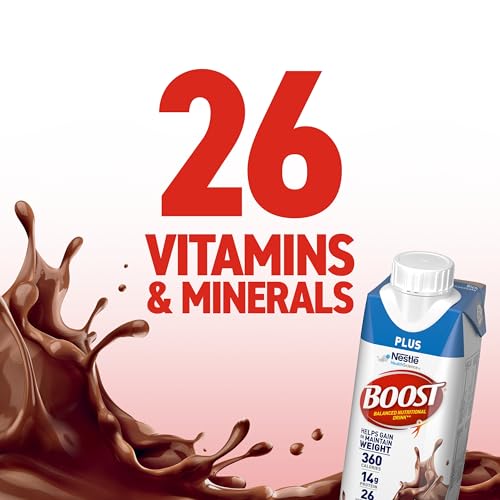 BOOST Plus Nutritional Drink, Rich Chocolate, 8 fl oz, 24 Pack N58514