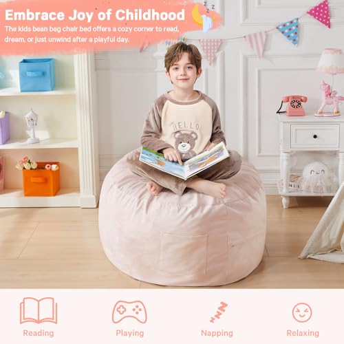 Giant Bean Bag Chair for Adults Convertible Bed with Microfiber Cover Charcoal G62613