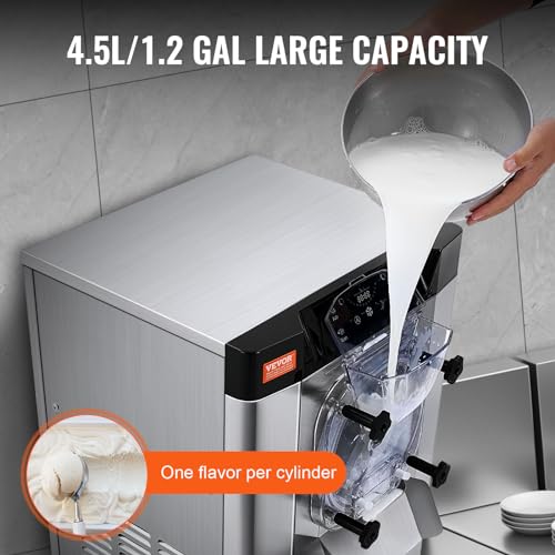 VEVOR Commercial Ice Cream Machine, 20-25L/H, 2400W, 1-Flavor Hard Serve Maker T292956
