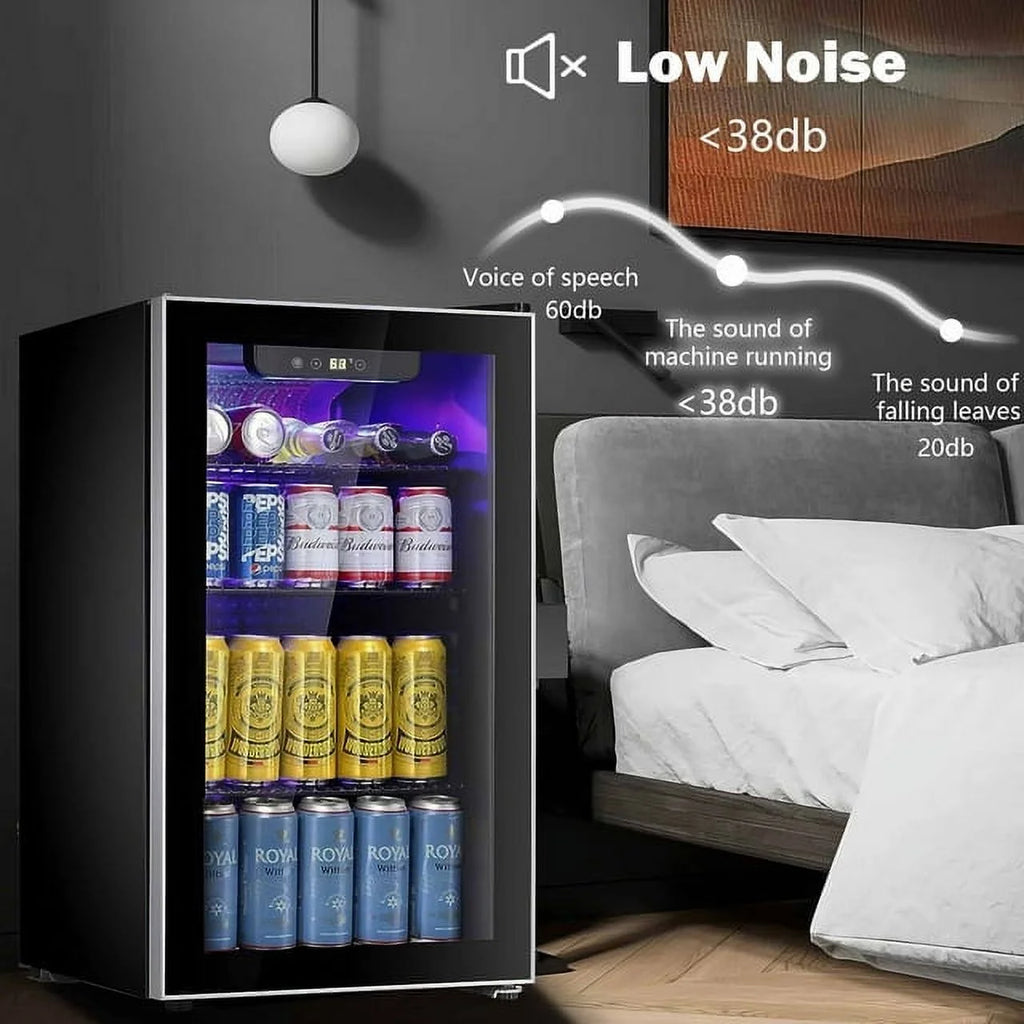 KISSAIR 3.2 Cu.ft Beverage Refrigerator with Glass Door, Black S99255