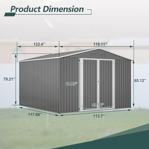 Outdoor Storage Shed 6x4 Ft, Heavy-Duty Resin Tool Shed with Lockable Doors Z7258