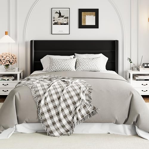 Allewie Full Size Lift Up Storage Bed with Wingback Headboard, Light Beige C85153