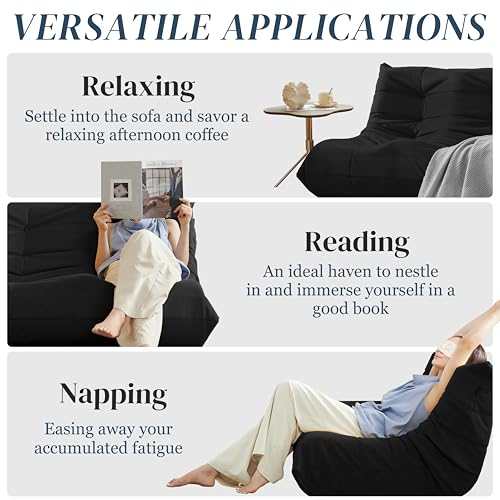 Bean Bag Chair for Adults Suede Microfiber Fireside Floor Chair 3-Seater Beige F151744