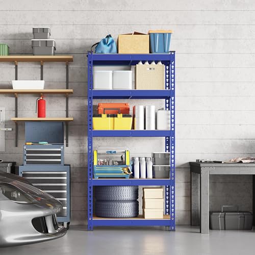 Yaheetech 5-Tier Heavy Duty Garage Shelving Unit, Adjustable Metal Storage Rack, Blue J339478