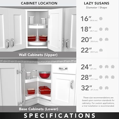 Rev-A-Shelf 24" Dual Tier Lazy Susan Organizer for Corner Cabinets, White S1033
