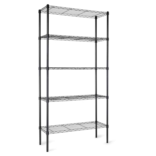 Amazon Basics 5-Shelf Adjustable Heavy Duty Steel Wire Rack Storage Shelving Organizer for Kitchen, Garage, 36" L x 14" W x 72" H, Chrome
