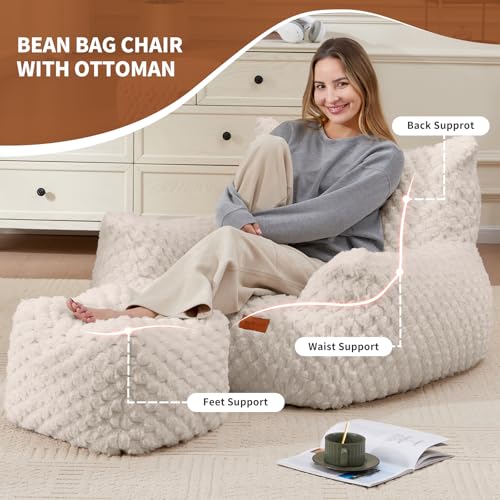 Big Bean Bag Chair for Adults with Foot Rest, Indoor Lounge Sofa P643