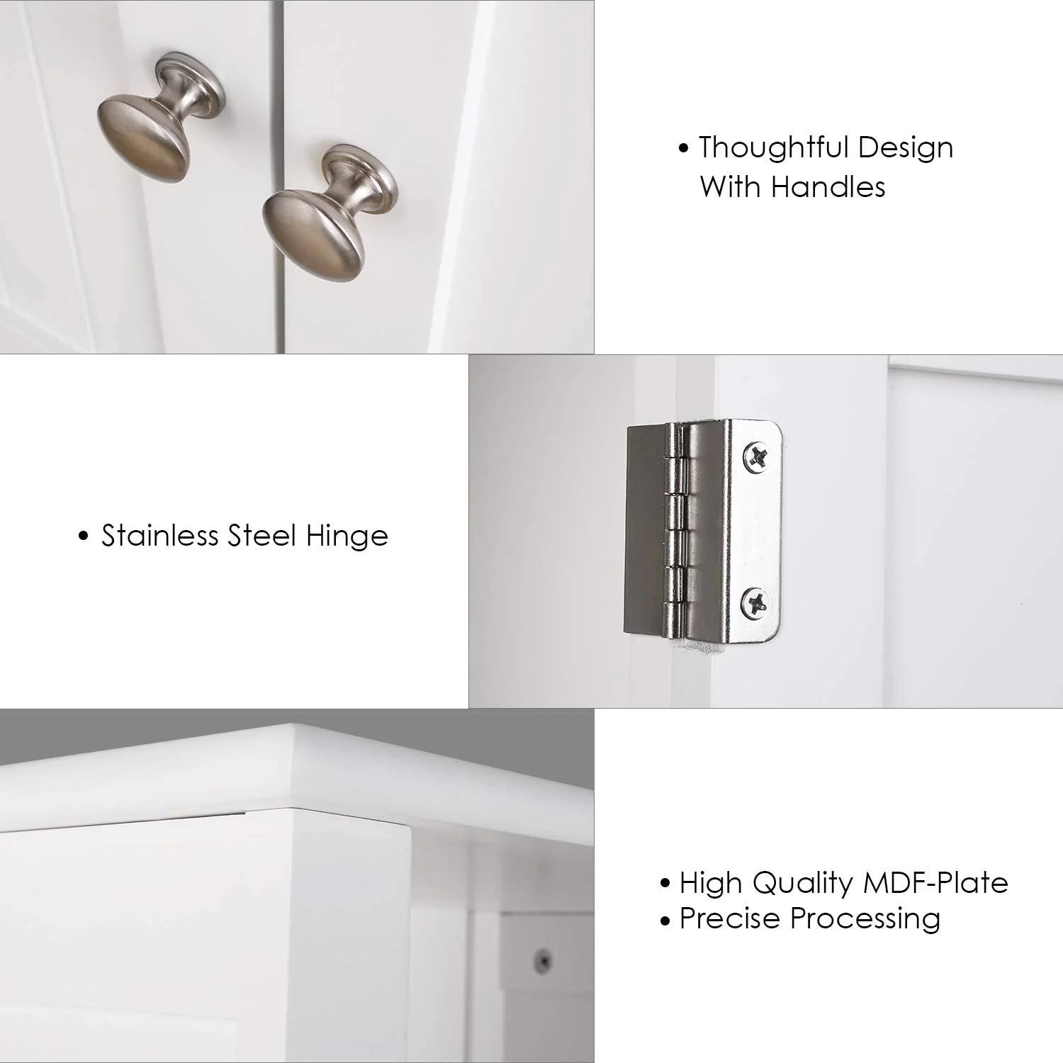 Homfa 2 Tier Bathroom Storage Cabinet with Doors, White Y42661
