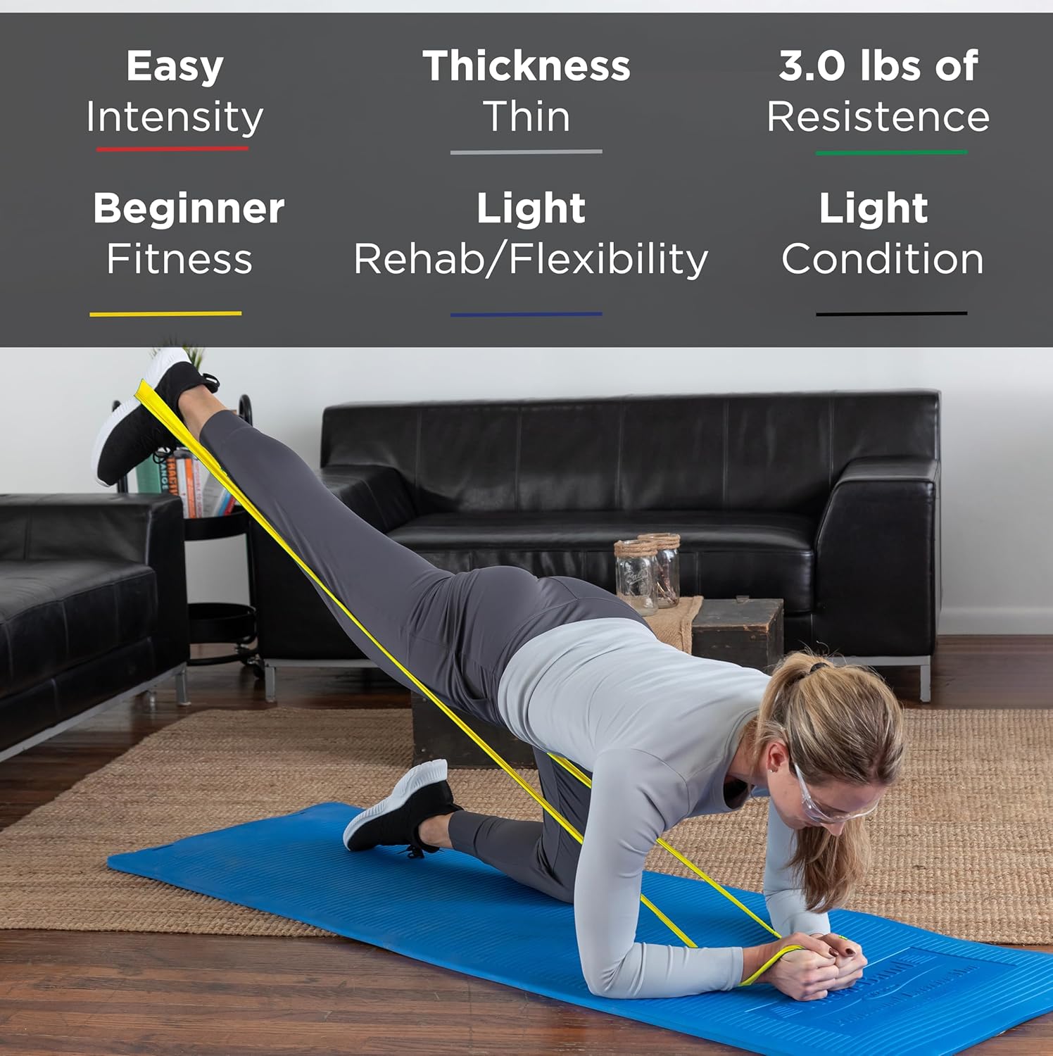 THERABAND Resistance Bands Set, Non-Latex, Strength Training, Beginner F9054