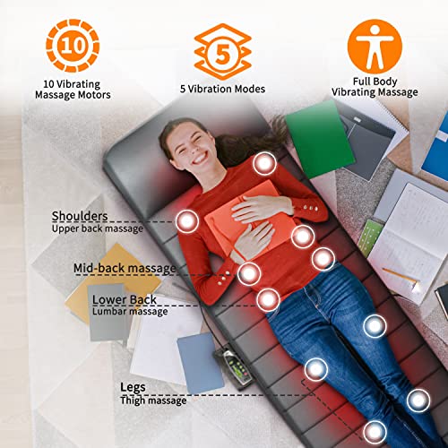 Mynt Vibration Massage Mat with Adjustable Pillow, 10 Motors & 6 Heating Pads H360