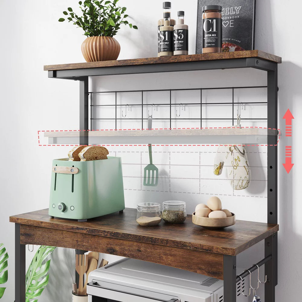 Bestier 3-Tier Baker's Rack with Cabinet, Kitchen Storage Shelves, Coffee Bar Y78034