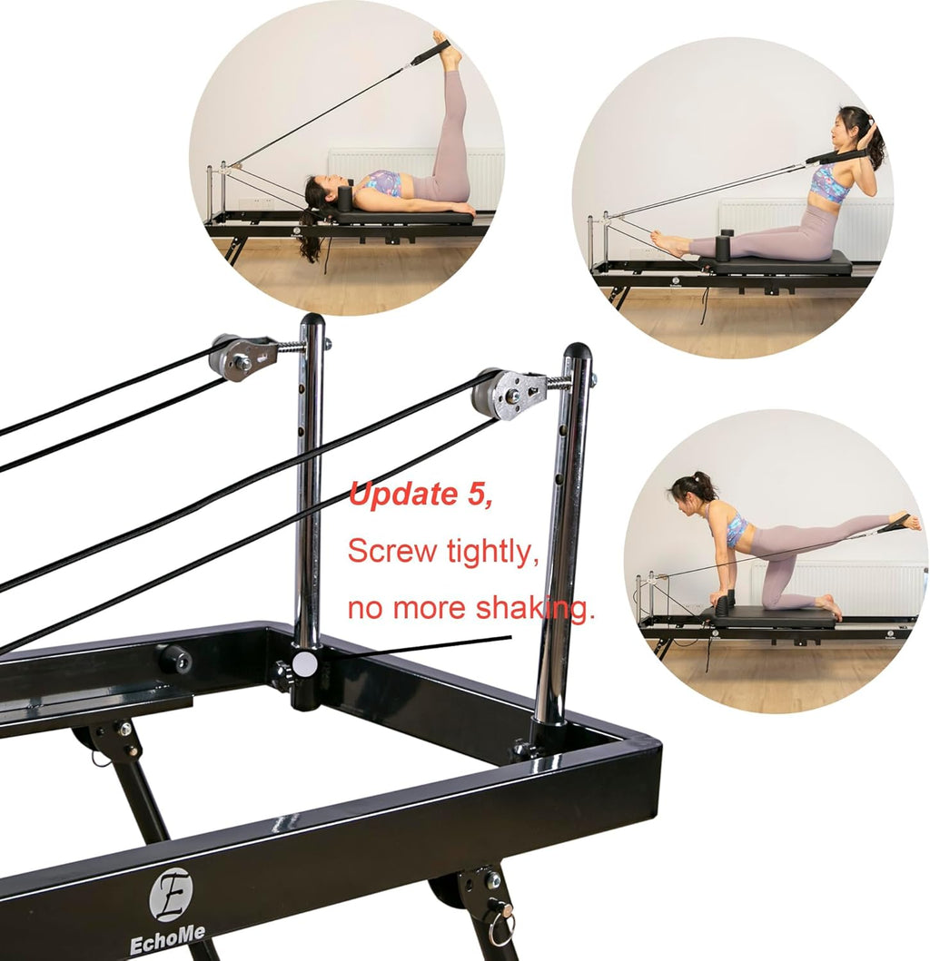 Foldable Pilates Reformer Machine for Home with Alloy Springs E24840