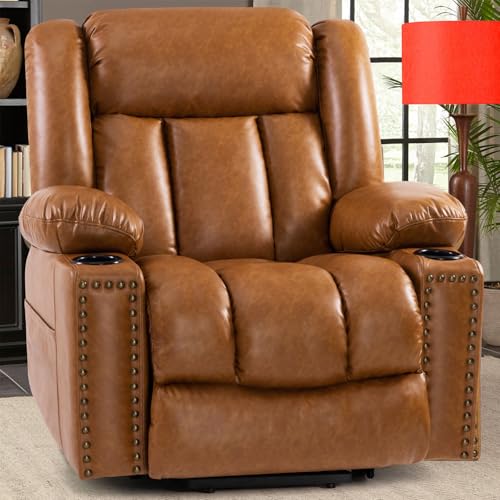 Large Power Lift Chair Recliner for Elderly with Heat and Massage, Dark Brown W500