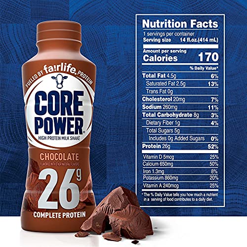 Fairlife Core Power High Protein Milk Shake, Chocolate, 14 fl oz, 6 Pack Z6709