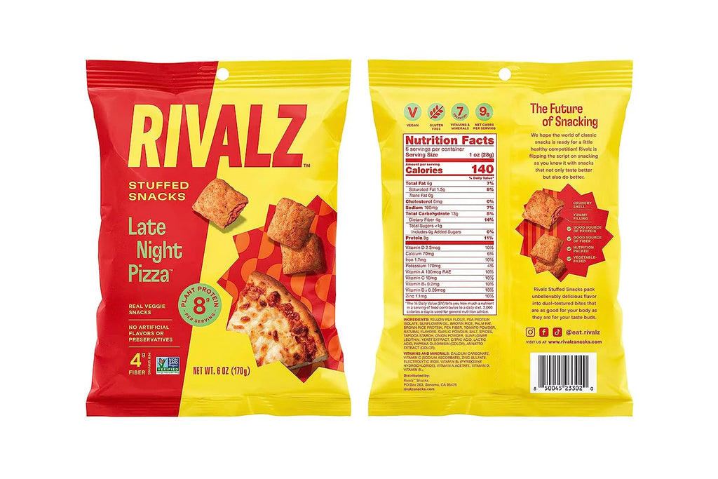 Rivalz Late Night Pizza Stuffed Snacks Vegan Gluten Free Non-GMO T9644