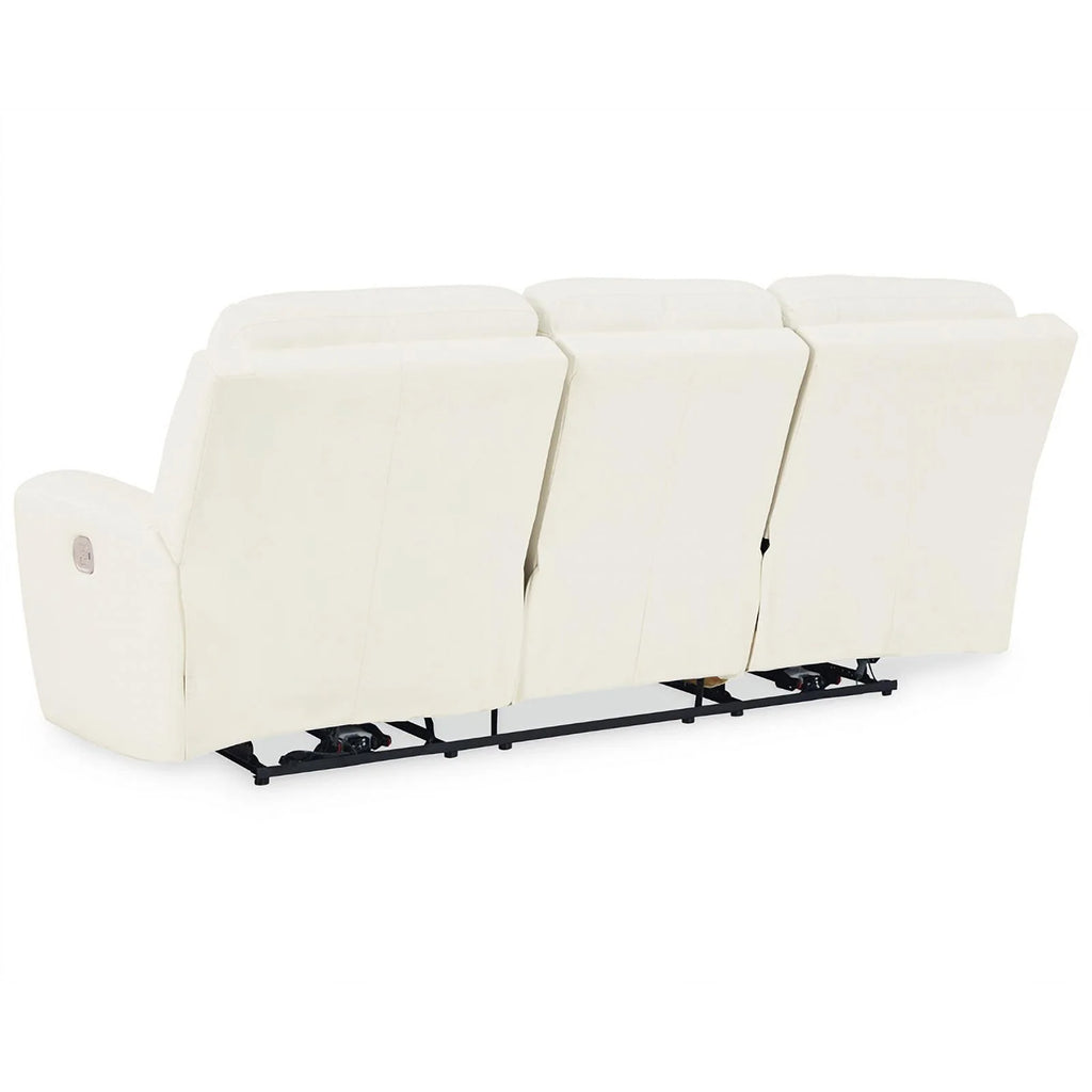 Ashley Furniture Warlin Faux Leather Power Reclining Sofa White V71079