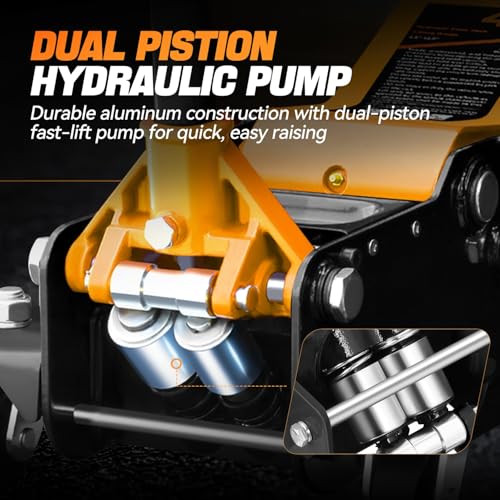 Auto Dynasty 4 Ton Low Profile Floor Jack, Heavy Duty Steel Hydraulic, Yellow B7990
