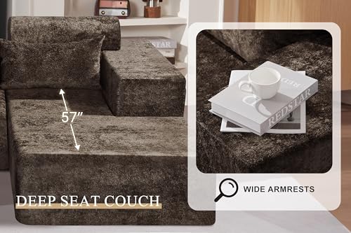 HABUTWAY 105" L-Shape Modular Sectional Sofa, Grey Velvet G848557