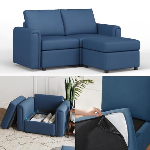 LINSY HOME Modular U Shaped Sectional Sofa with Storage, Blue M8981