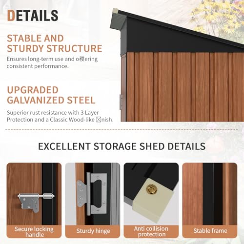 Outdoor Storage Shed 5x3 Ft Metal Steel with Lockable Door N4246