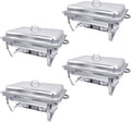 Chafing Dish Buffet Set 4 Pack 8QT Half Size Food Warmer Chafer Complete Set with Water Pan, Chafing Fuel Holder for Home Party, Buffets, Wedding, Banquet, Catering Events